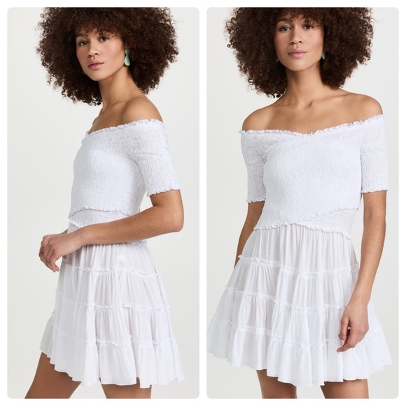 Poupette St Barth | Romantic Feminine Coquette Soledad Mini Dress White | S - Picture 1 of 13